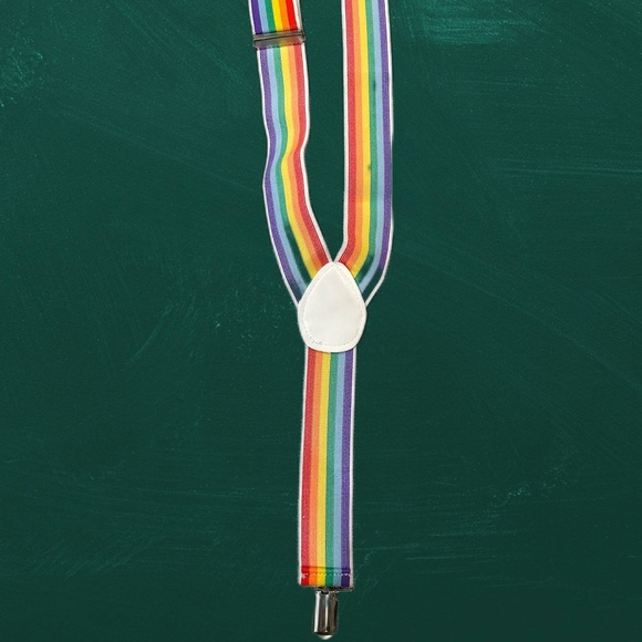 Rainbow Suspenders Adjustable Girls Boys Multicolored Elastic Metal Clips - Picture 2 of 3